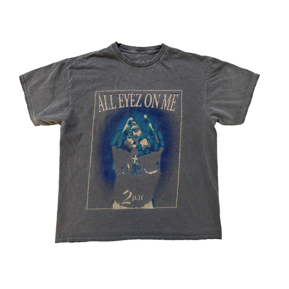 2Pac All Eyez On Me Shirt Mens Large Black Gray Album Tracklist Graphic Tupac - Picture 1 of 7